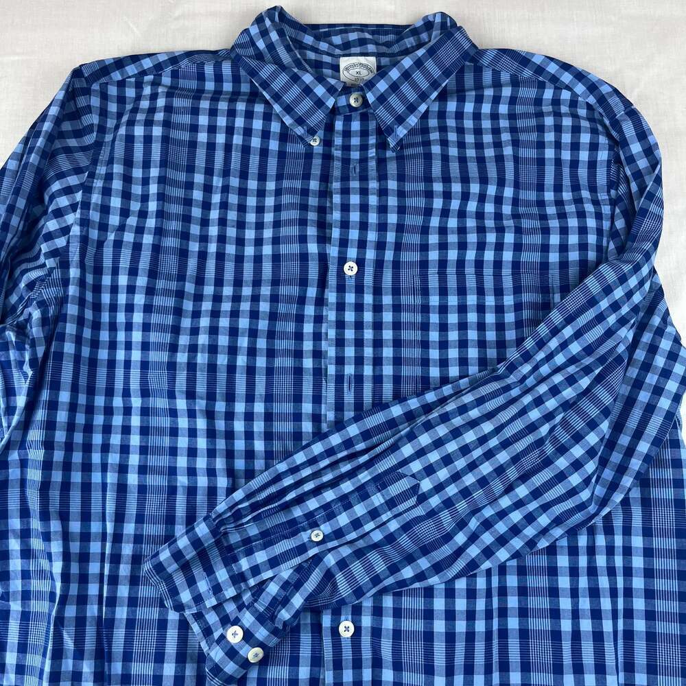 Brooks Brothers Men's XL Regent Fit Blue Plaid Button Down Long Sleeve Shirt